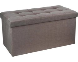 Atmosphera Poef/hocker - donkergrijs - MDF - 76 x 38 x 38 cm - opvouwbaar - opbergbox