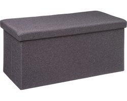 Atmosphera Poef/hocker/voetenbankje - opbergbox - fluweel donkergrijs - PO/MDF - 38 x 38 x 76 cm - opvouwbaar