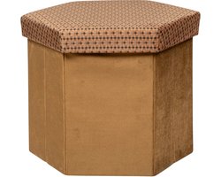Atmosphera Poef/krukje/hocker Jiling - Opvouwbaar/opslag box 60L - Camel bruin - D40 x H38 cm - MDF/polyester