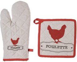 Atmosphera Poule Ovenwant en Pannenlap - 2-delige Set - 100% Katoen - Multicolor