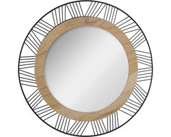 Atmosphera Ronde wandspiegel bohemian - met ophanghaak - zwart - metaal/mdf/glas - Dia 45cm
