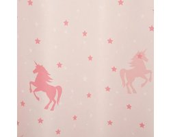 ATMOSPHERA Roze Verduisteringsgordijn met Glow In The Dark Eenhoorns 140 X 250 Cm