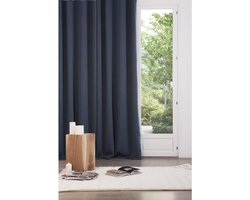 Atmosphera set van 2 Blauwe verduisteringsgordijnen 135x240cm - Kant en klaar met ringen - Gordijn raambekleding - 2 stuks blauw