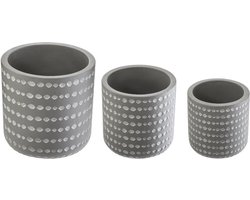 Atmosphera set van 3 bloempotten - Cache pot - Bloempot - Aardewerk - Grijs