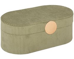 Atmosphera Sieraden/bijouterie kistje - 25 x 13 x 10 - groen - juwelenkistje met rits - vakjes indeling