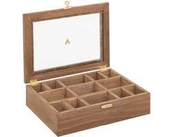 Atmosphera Sieradenkistje Marbella - 20 x 5 x 15 cm - bruin - Juwelenkistje - met 13 vakjes indeling