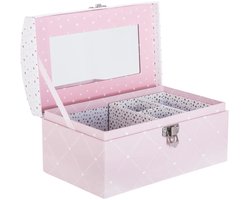 Atmosphera Sieradenkistje Pink Romance - 20 x10 x 12 cm - roze - Juwelenkistje met deksel en spiegel - Meisjes/meiden