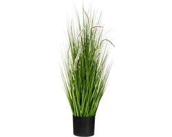 Atmosphera siergras kunstplant - grasplant sprieten/pluimen - donkergroen - H100 cm - in pot - pvc - kunstplanten binnen