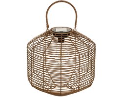 Atmosphera Solar tuin lantaarn - naturel - rotan kunststof - 30 x 30 cm - buiten - Led licht