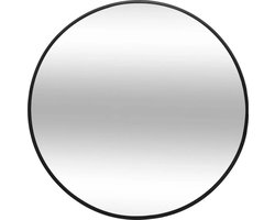Atmosphera Spiegel/wandspiegel - rond - Dia 38 cm - metaal/glas - zwart