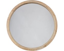 Atmosphera Spiegel/wandspiegel - rond - Dia 52 cm - hout/glas - natuurlijk wonen