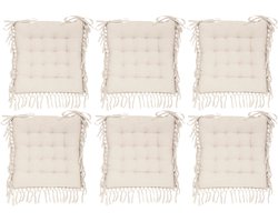 Atmosphera Stoelkussen Macrame - 6x - binnen/buiten - ivoor - 40 x 40 x 5 cm - katoen - vierkant