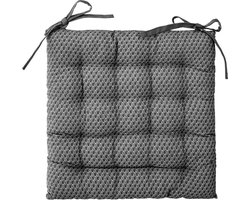 Atmosphera Stoelkussen Otto grijs - 38 x 38 cm - Met 2 lintjes - 100% katoen