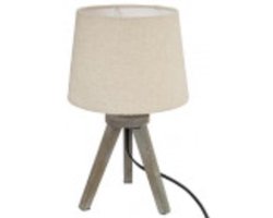 Atmosphera - Tafellamp - Nachtlamp - Mini Tafellamp met Houten Poten - Design Bedlamp - Sfeerverlichting Binnen - Kleine Tafellamp Modern - E14 - 25W - Hout - ca. Ø18.5 x 30.5-32 cm - Ivoor