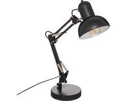 Atmosphera Tafellamp/bureaulampje Design Light Classic - zwart - metaal - H56 cm - Leeslamp