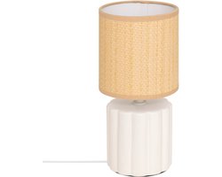 Atmosphera Tylia Tafellamp - Ø13xH26cm - Beige/Wit