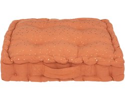 Atmosphera Vloerkussen Nepal - steenrood - met glitters - 40 x 40 x 8 cm - grond zitkussen