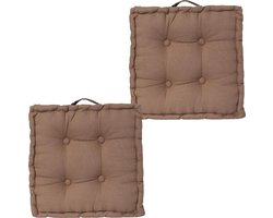 Atmosphera Vloerkussen Square - 2x - taupe - katoen - 40 x 40 x 8 cm - vierkant - Extra dik