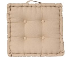 Atmosphera Vloerkussen Square - beige - katoen - 38,5 x 38,5 x 8 cm - vierkant - Extra dik