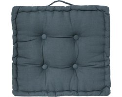 Atmosphera Vloerkussen Square - denim blauw - katoen - 38,5 x 38,5 x 8 cm - vierkant - Extra dik