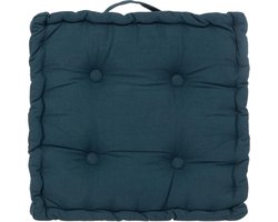 Atmosphera Vloerkussen Square - donkerblauw - katoen - 40 x 40 x 8 cm - vierkant - Extra dik