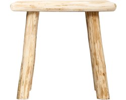 Atmosphera Voetenbankje van hout - naturel kleur - 23 x 34 x 31 cm - relax bankje - zit krukje - bijzet tafeltje