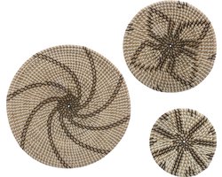 Atmosphera Wanddecoratie manden set zeegras 3 stuks - Muur decoratie - set van 3