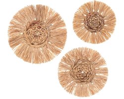 Atmosphera Wanddecoratie set - Raffia - Rond - 3 stuks