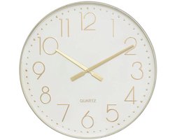 Atmosphera Wandklok / Muur klok Mondello - Dia 51 cm - kunststof - wit/goud - keuken/kamer/kantoor