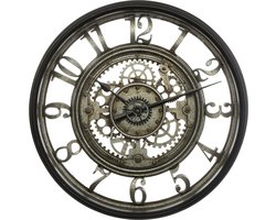 Atmosphera Wandklok/muur klok - Vintage Metal - Dia 50 cm - kunststof/glas - Antraciet