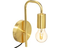 Atmosphera wandlamp 12 x 25 cm - goud kleur - E27 fitting - muur montage - metaal - huiskamer/gang - modern
