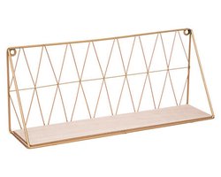 Atmosphera Wandplank/boekenplank Anna - goud - metaal/hout - draadframe - 48 x 12 x 20 cm