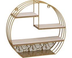 Atmosphera Wandplank/boekenplank Mirna - goud - metaal/hout - 3 plankjes - 39 x 10 x 36 cm