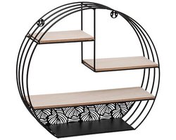 Atmosphera Wandplank/boekenplank Mirna - zwart - metaal/hout - 3 plankjes - 39 x 10 x 36 cm
