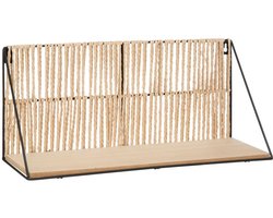 Atmosphera Wandplankje Tatra - zwart/beige - metaal/hout/papier - 48 x 12 x 20 cm - muur planken