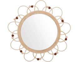 Atmosphera Wandspiegel - bloem - rotan - D38 cm - bohemian/boho spiegel