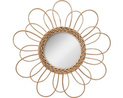 Atmosphera Wandspiegel - bloem - rotan - D38 cm - bohemian/boho spiegel