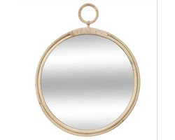 Atmosphera Wandspiegel - rond - D38 cm - rotan - beige - Bohemian stijl