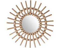 Atmosphera Wandspiegel - rond - rotan - D30 cm - bohemian/boho spiegel