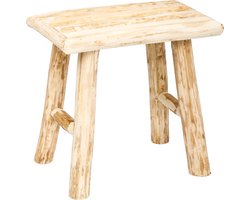 Atmosphera Zit krukje/bijzet stoel - hout - houtskleur - L23 x B34 x H31 cm