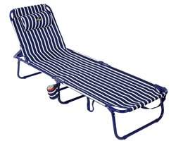 Atosa 186x56x26 Cm Aluminum Strandstoel Wit,Blauw