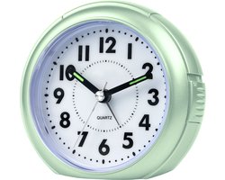ATRIUM Wekker - Analoog - Mint groen - Zonder Tikgeluid - Opbouwend alarmsignaal - Snooze - Glow-in-the-dark wijzers - Grote knoppen - Duidelijk - Zachte verlichting - Quartz Uurwerk - Afgerond - Stabiel - Wekkers Slaapkamers - Klok - A240-13