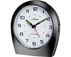 ATRIUM - Wekker Analoog zonder Tikgeluid - Radiogestuurde wekker Quartz - Met verlichte Wijzers - Opbouwend Alarm - Grote Drukknoppen - A620-7