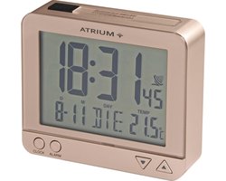 ATRIUM Wekker - Digitaal - Digitale Klok - Wekkers Slaapkamer - Radiogestuurd - Alarm - Rose - Verlichting - Lichtsensor - Opbouwend alarmsignaal - Snooze - Duidelijk - Reiswekker - Wektijd - Datum - Weekdag - Binnentemperatuur - A760-17