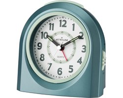 ATRIUM - Wekker - Kinderen - Meisjes - Jongens - Analoog - Zonder Tikgeluid - LED-licht - Licht/ Wijzerplaatverlichting - Glow-in-the-dark wijzers - Turquoise - Opbouwend Geluidsniveau - Grote Drukknoppen - Snooze - Slaapkamer - Klok - A921-35