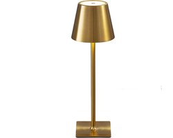 Attalos Tafellamp - USB-C oplaadbaar - Dimbare Touch LED Lamp Goud - Zware kwaliteit - Nachtlamp Draadloos - 38 CM