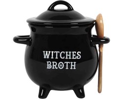 Attitude Holland Soepkom Witches Broth Cauldron with Broom spoon Zwart