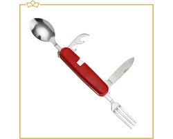 ATTREZZO® Multifunctioneel Reisbestek - Bestek - lepel - vork - mes - opener -Reisset - Campingbestek - Bestekset voor op reis!