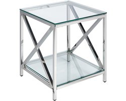 AUDET - Bijzettafel - Zilver - Veiligheidsglas