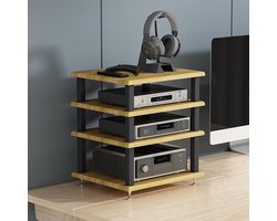 Audio Kast - Hifi rek - Entertainment organiseren - Open ontwerp - 40x35cm - Geel
